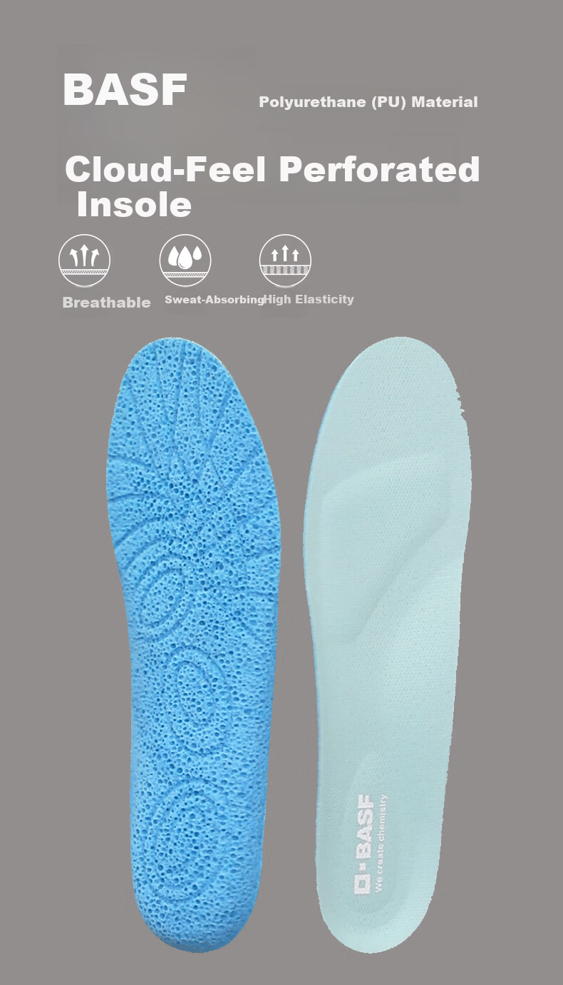 BASF Unisex Cloud-Sense Perforated Insoles Shock Absorption Running Antibacterial Odor-Resistant Sweat-Absorbing Breathable Lightweight Insoles Size 44 2