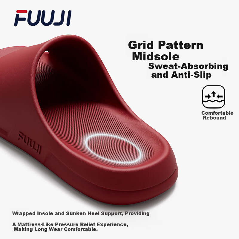 FUUJI Anti-Slip Odor-Resistant Silent Bathroom Indoor Outdoor Thick-Soled Slippers FJ8715 Black Size 40-41