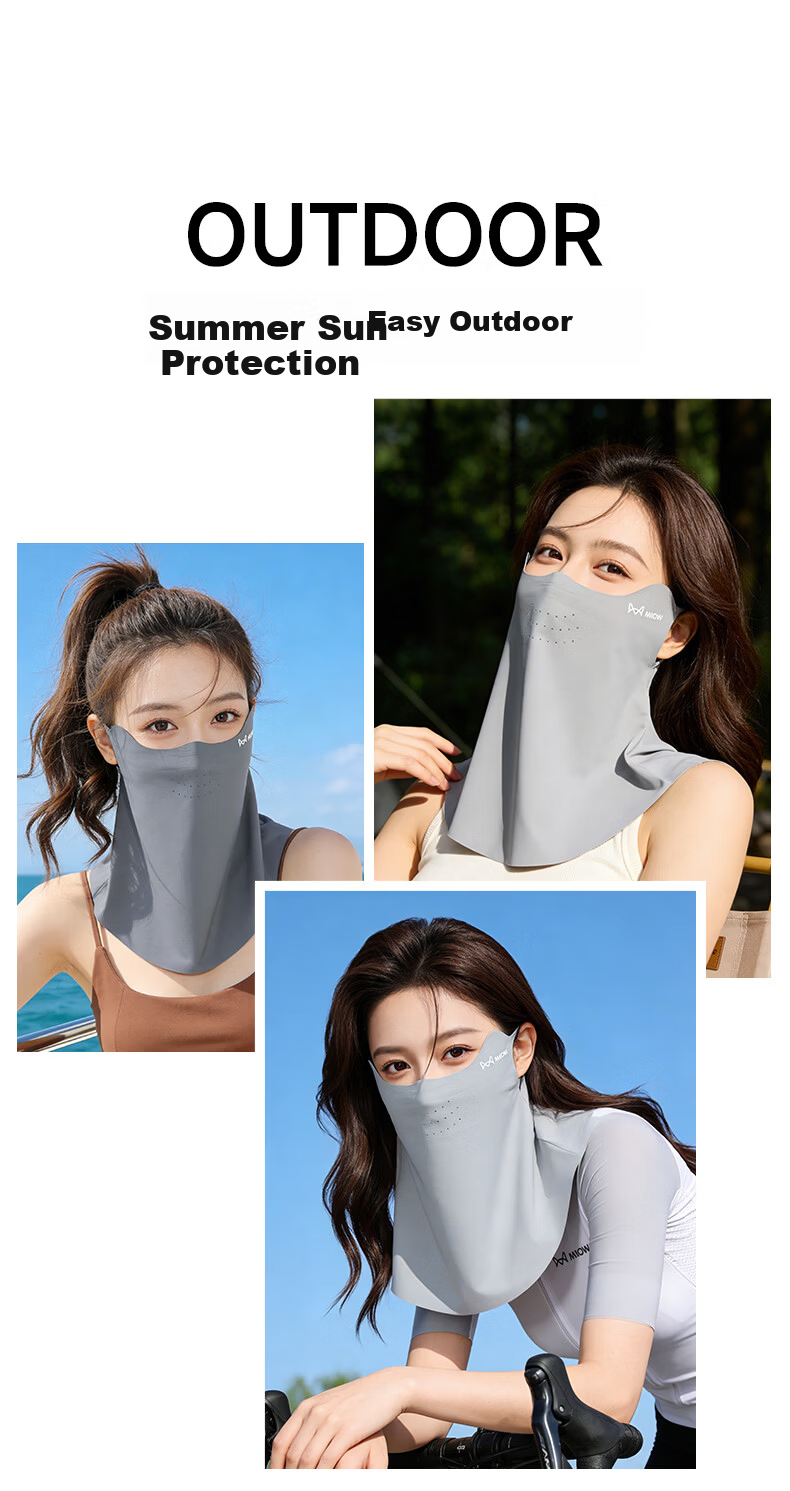 Miiow Summer Sun Protection Face Mask for Women Outdoor Breathable Cycling Neck Gaiter UV Protection Ear-Hook Face Cover 7