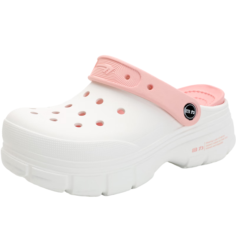 Warrior Women's Hollow Toe Slippers Outdoor Beach Sandals Four-Season Cool Slippers SDJ-0603 White Pink Size 38
