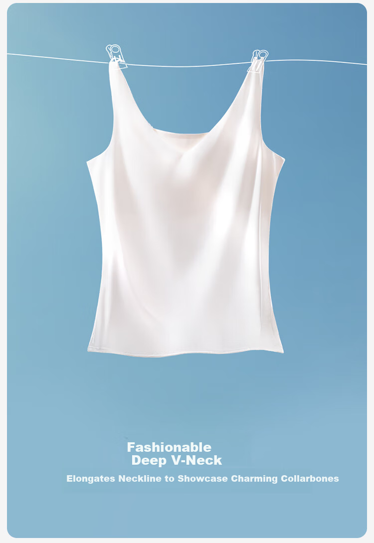 Dushiliren Women's White Camisole, Beautiful Back Faux Silk Top, Spring And Summer Satin Slim-Fit Blouse, Inner Wear for Suits, Seamless Undershirt 4