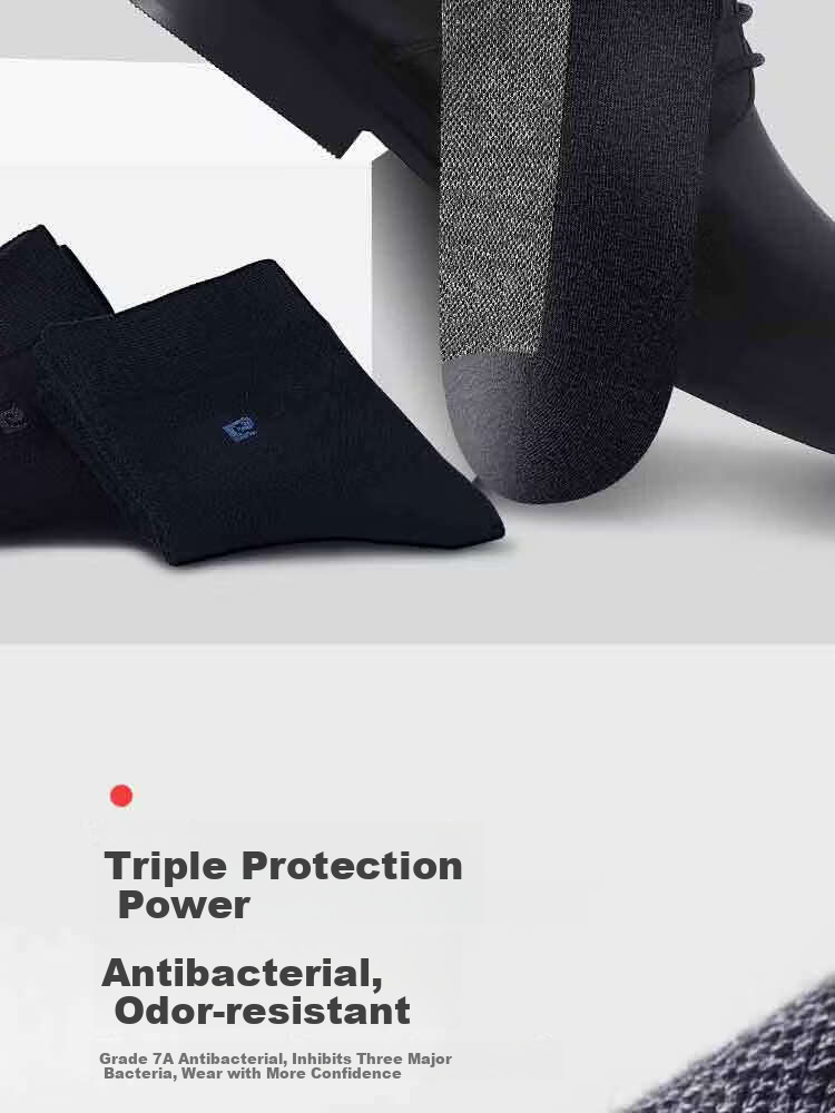 Pierre Cardin Men's Socks 100% Cotton Business Mid-Calf Breathable Sweat-Absorbing Non-Binding Socks Four Seasons 7 Pairs Pack 8