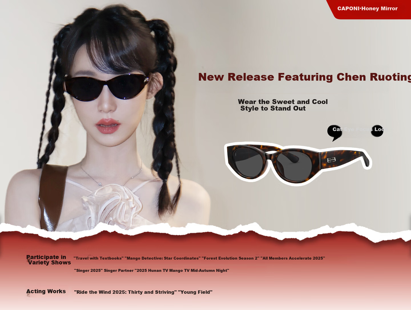 CAPONI Cat Eye Polarized Sunglasses for Women UV Protection Driving Glasses Slim Face Stylish 1