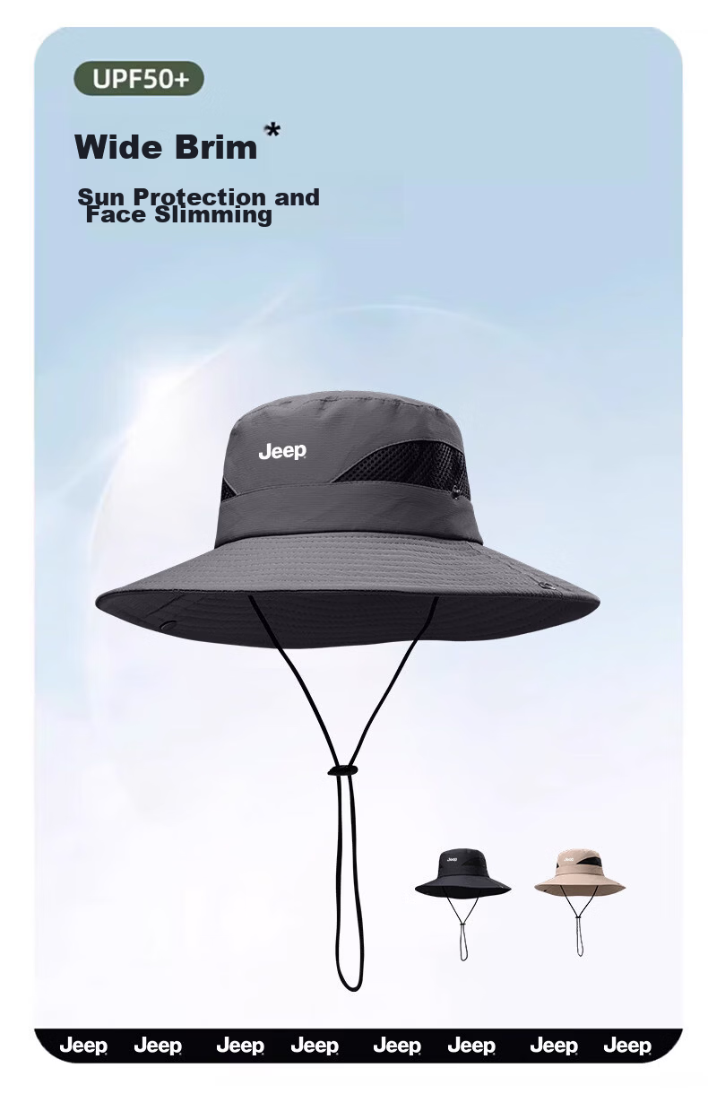 JEEP Men's Summer Sun Protection UV Shield Outdoor Hiking Fishing Sun Hat Fisherman Cap 14