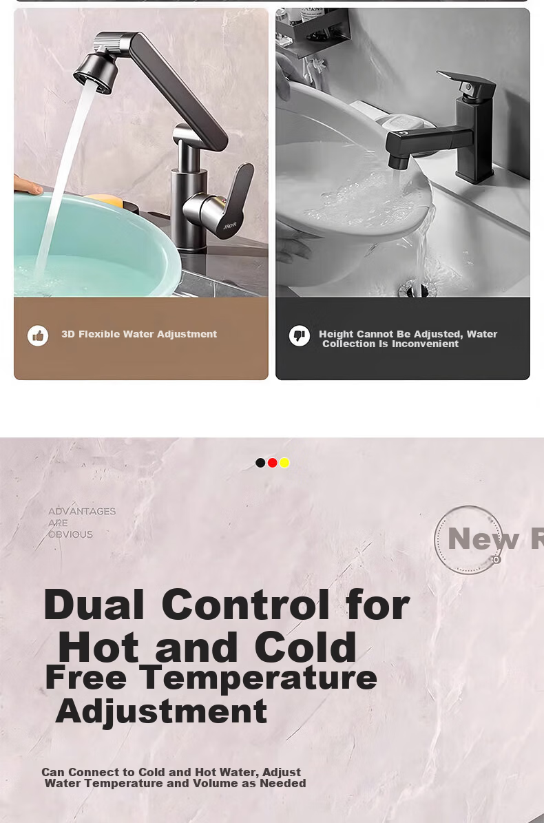 JROR German Basin Faucet Bathroom Sink Mixer Tap Hot and Cold Water Faucet 10