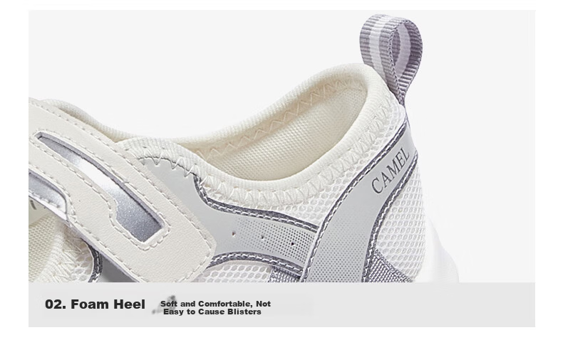 CAMEL Women's Dad Sneakers Mary Jane Height Increasing Hollow Breathable Velcro Sports Shoes L26S283159 Beige/Silver Size 36 17