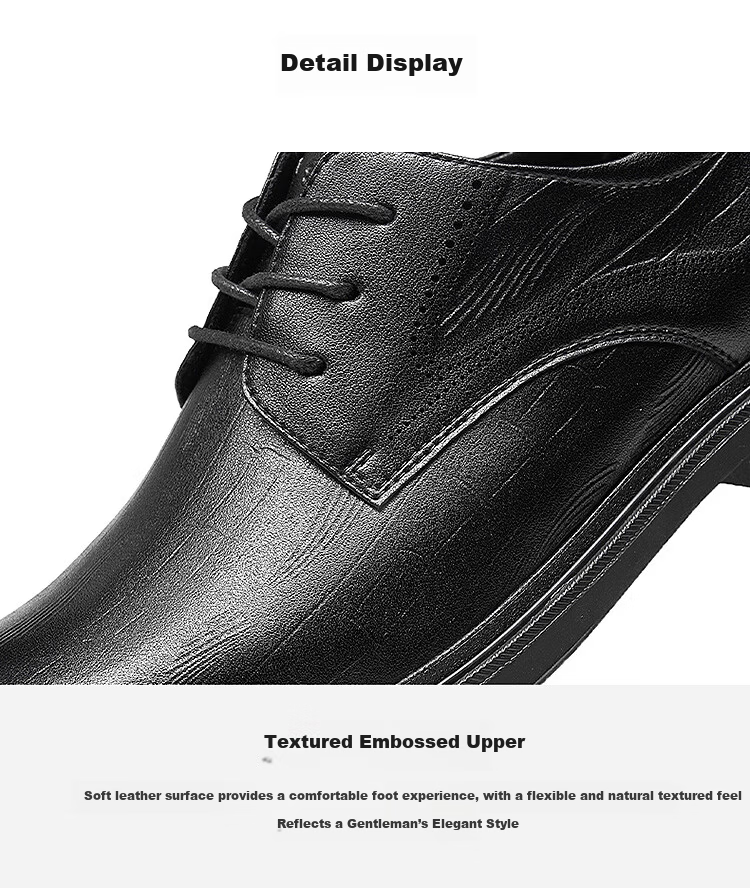 HLA Heilan Home Men's Fashion British Business Embossed Wear-Resistant Versatile Leather Shoes 7
