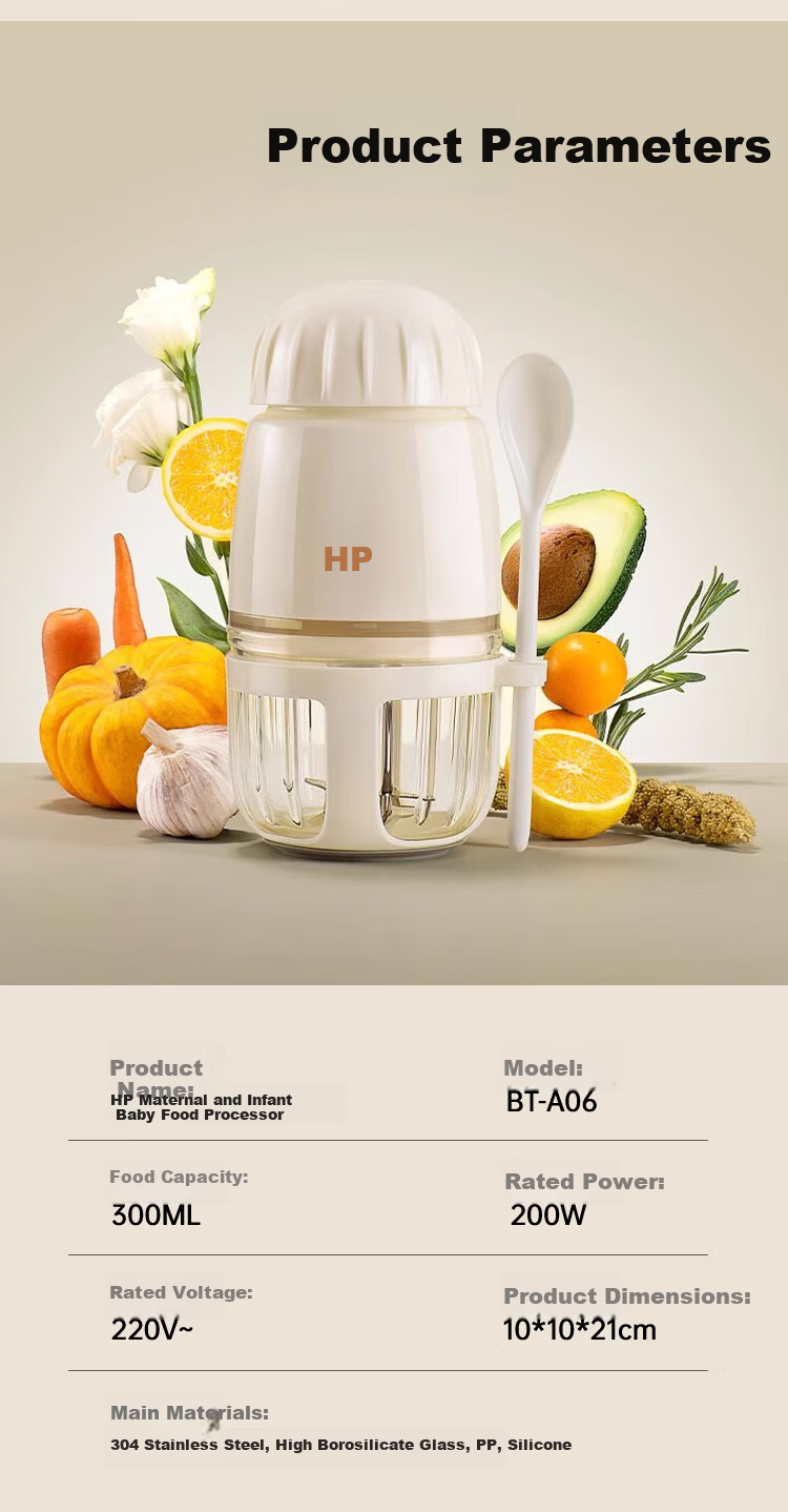 HP Baby Food Processor Multifunctional Electric Small Infant Grinder Meat Mincer Puree Maker Fully Automatic 10