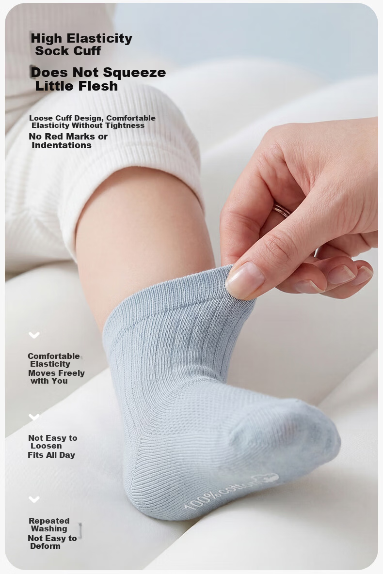 KUB Baby Socks Summer Thin Spring Autumn Breathable Mesh Newborn Toddler Seamless Short Socks Pink - 4 Pairs 8