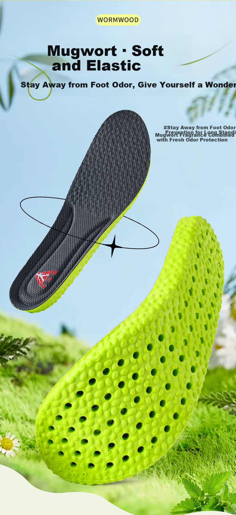 Zulijian Women's Insoles Soft Sole Comfortable Sweat-Absorbing Odor-Resistant Breathable Sports Shock Absorption Anti-Fatigue Pain Relief 2
