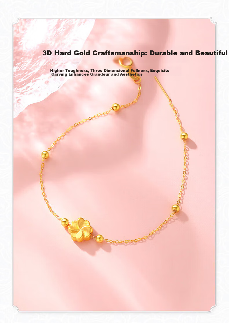 China Jewelry 24K Gold Four-Leaf Clover Bracelet for Women 2026 New Luxury High-End Lucky Bead Birthday Gift for Girlfriend Wife 5