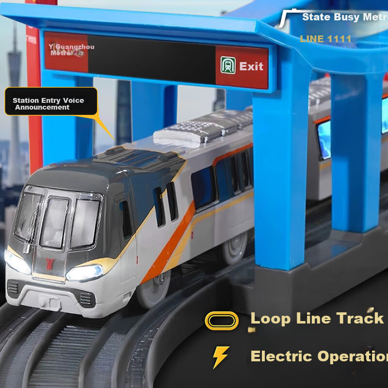 Yixuan Toys Guangzhou Metro Line 11 Alloy Electric Subway Train Toy Children's Train Track High-Speed Rail for Boys 1
