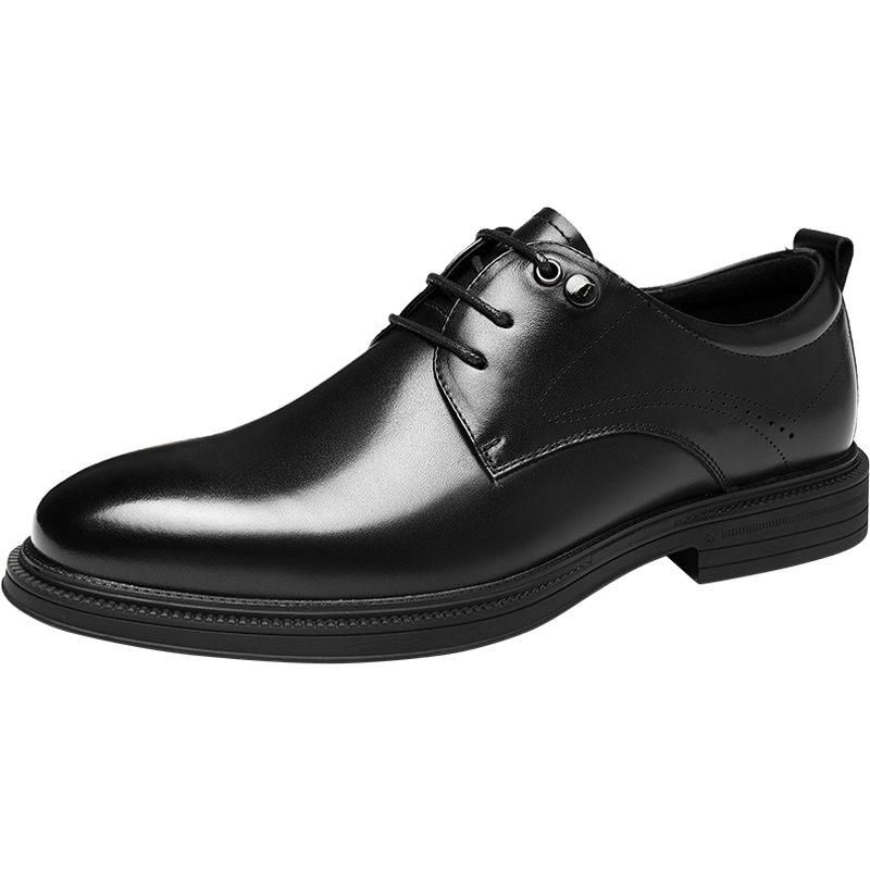HLA Men's Leather Shoes, Business Autumn Groom Wedding Shoes, Formal Derby Shoes HAAPXM2FAO211, Black, Size 41