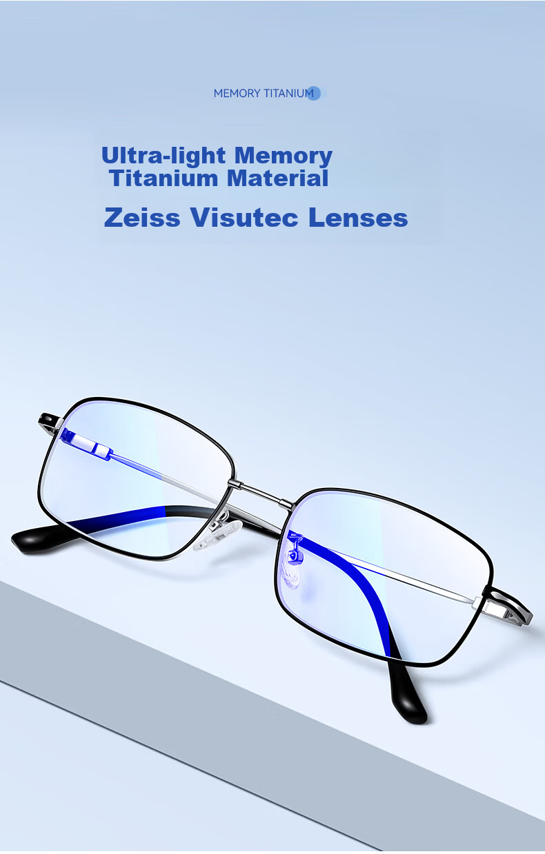 Mr. Pu Anti-Blue Light Reading Glasses for Men and Women, High Definition, Compatible with Zeiss and Seiko Lenses, Memory Titanium Frame 3