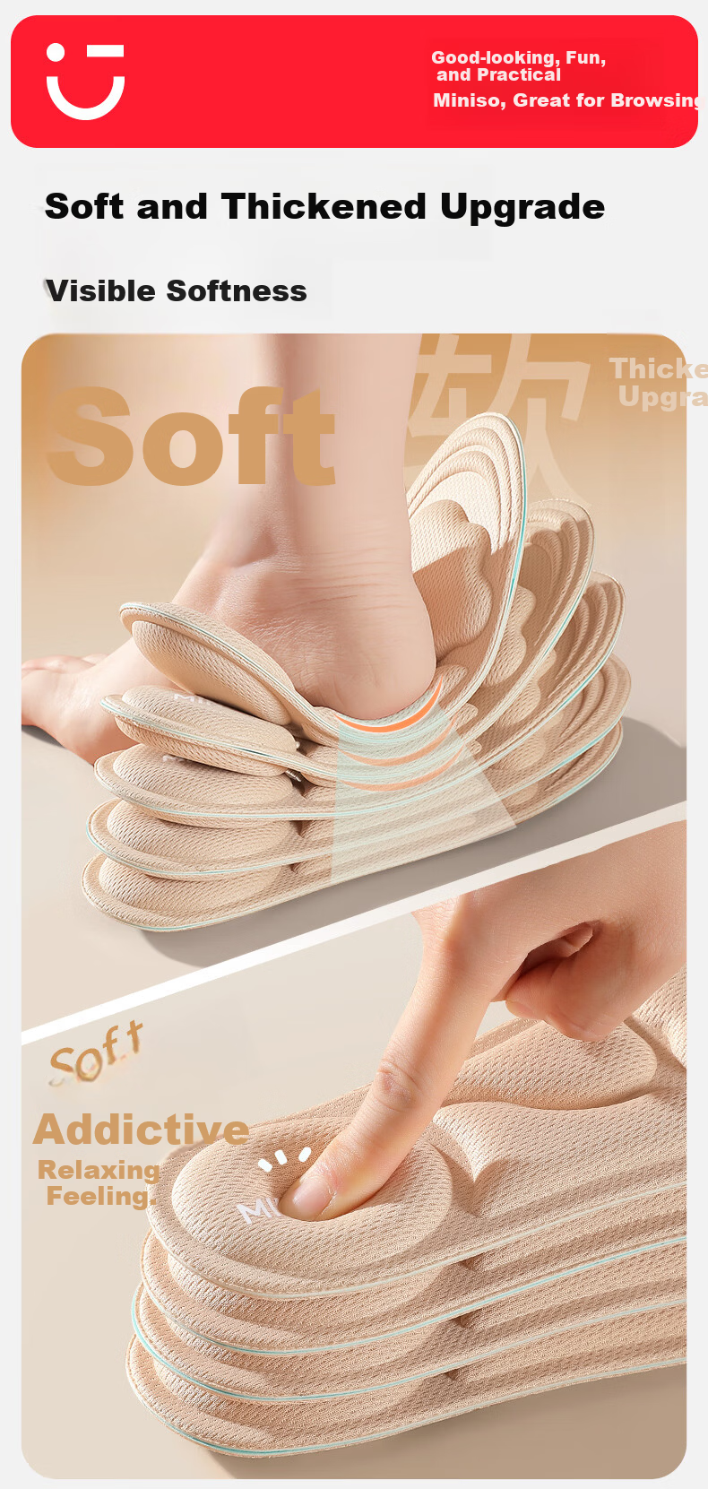 MINISO 6D Massage Arch Support Sports Insoles for Men and Women, Sweat-Absorbing, Breathable, Soft and Elastic, Size 44-46 1