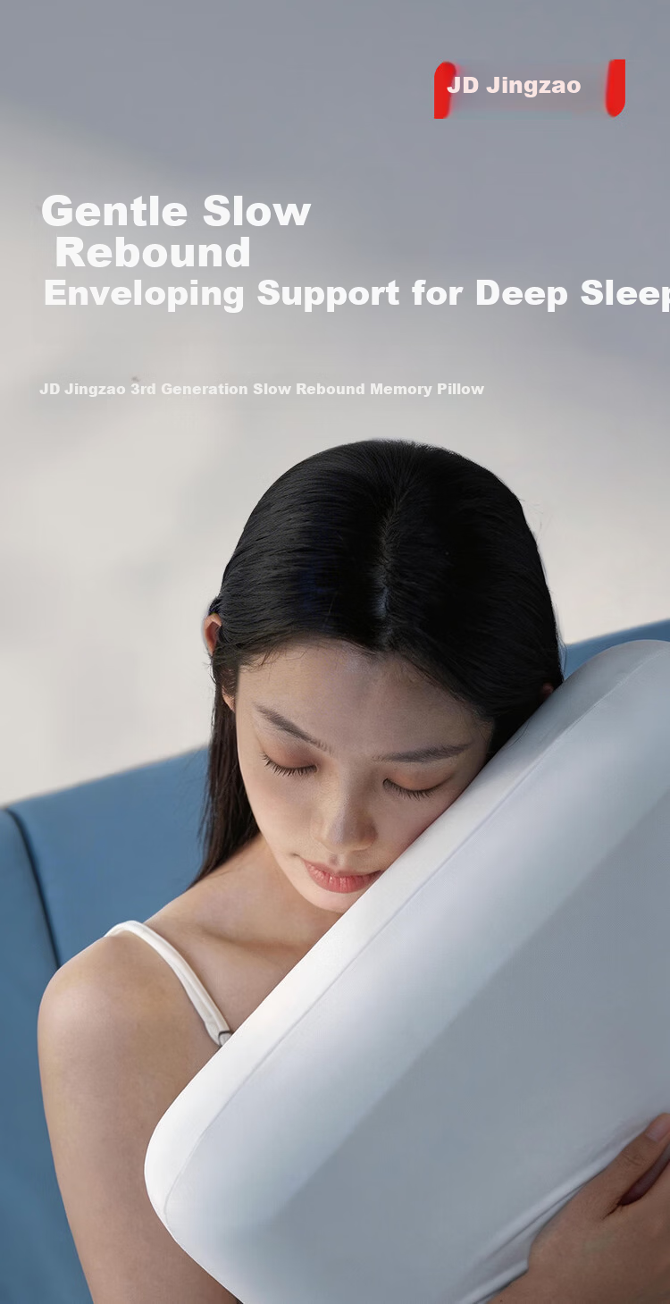 JD Original Slow Rebound Memory Foam Pillow, Neck Support Pillow Core Basic Model Pillow Core Hotel Sleep High Pillow 10cm Single Pack 2