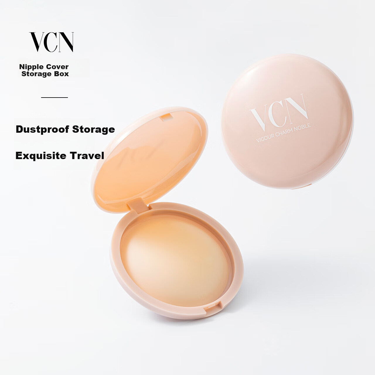 VCN Nipple Cover Storage Box Portable Round Dustproof Travel Bra Pad Organizer Pink Beige One Size