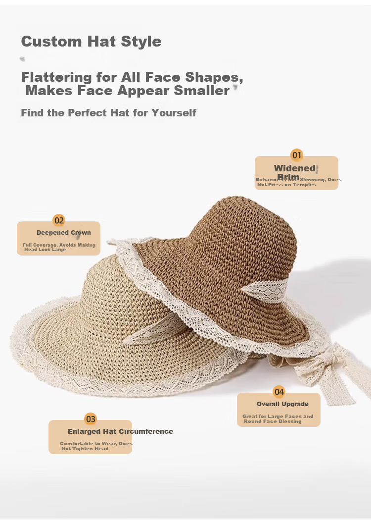 9i9 Kids Sun Hat Parent-Child Straw Beach Hat Large Brim Sun Protection Fisherman Hat F28 Off-White Large 8