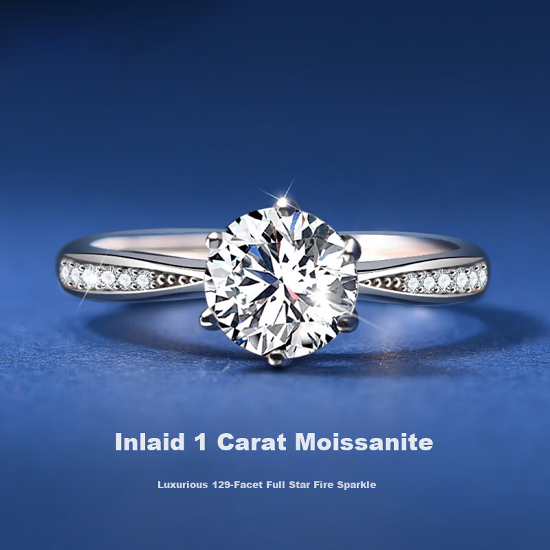 Kovni Moissanite Ring for Women 2026 New Niche High-End 1 Carat Single Ring Qixi Valentine's Day Gift for Girlfriend