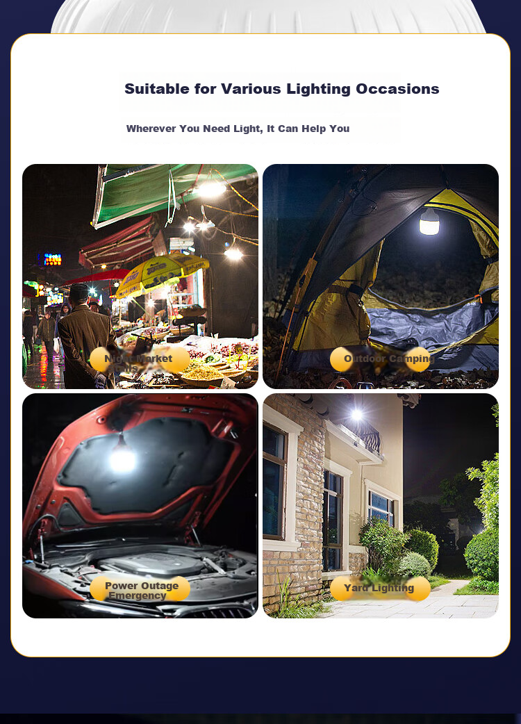 Biuyum LED Bulb for Night Market Stall 12-85V Direct Tricycle Battery Outdoor Portable Lighting Bulb with Pin Connector 40W 9