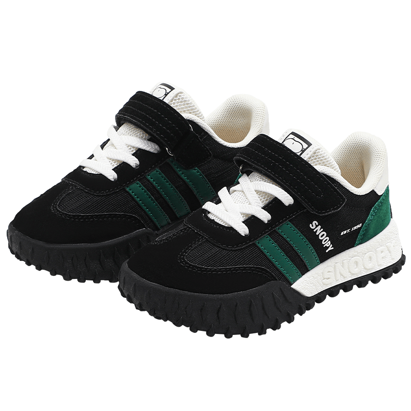 SNOOPY Boys' Sports Shoes, Autumn Wear-Resistant Running Shoes, Elementary School Students' Casual Shoes, 3807 Black And White, Size 37