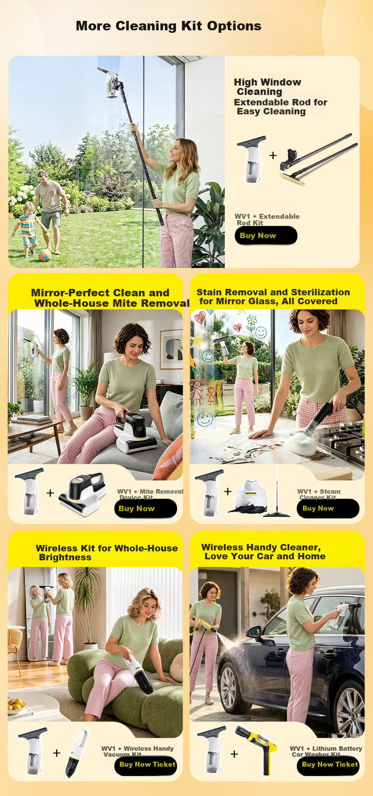 KARCHER Germany Karcher WV1 Handheld Wireless Electric Window Cleaner Glass Squeegee Surface Cleaner Tile Scraper Suction All-in-One 1