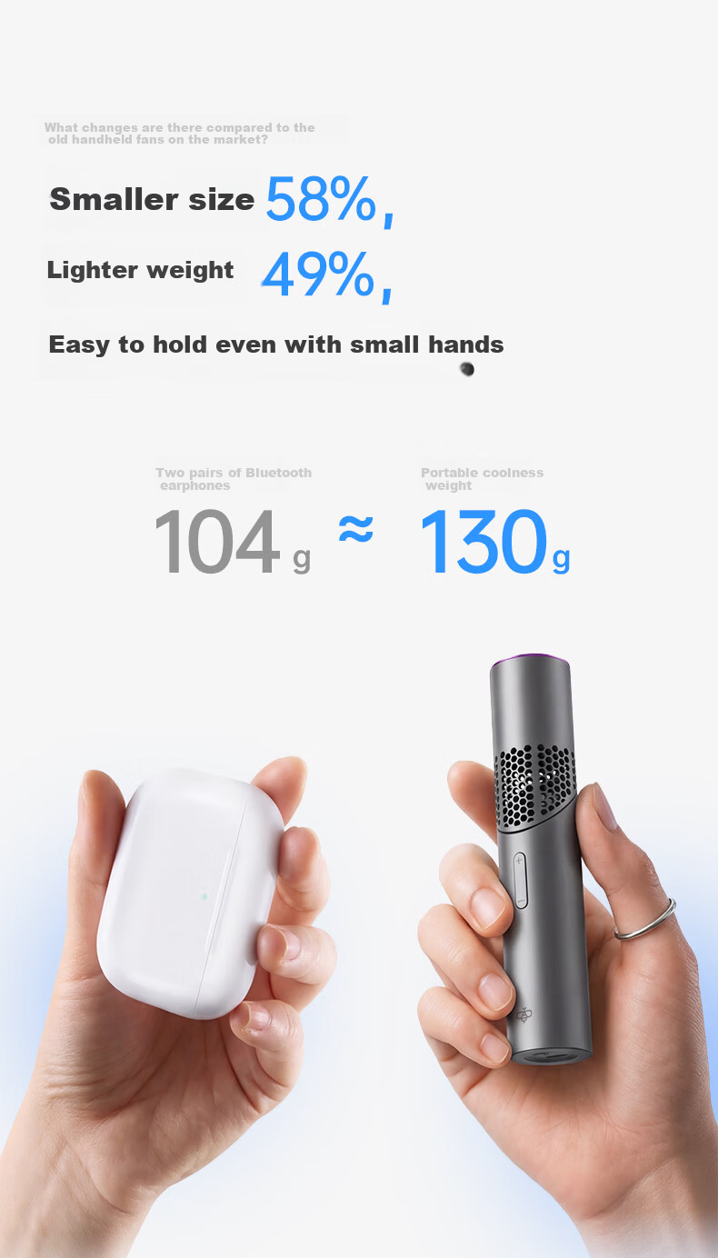 PolarBees High-Speed Handheld Mini Folding Neck Fan Long Battery Life Portable Desktop Cooling Fan Outdoor Office Student Gift for Birthday 520 10