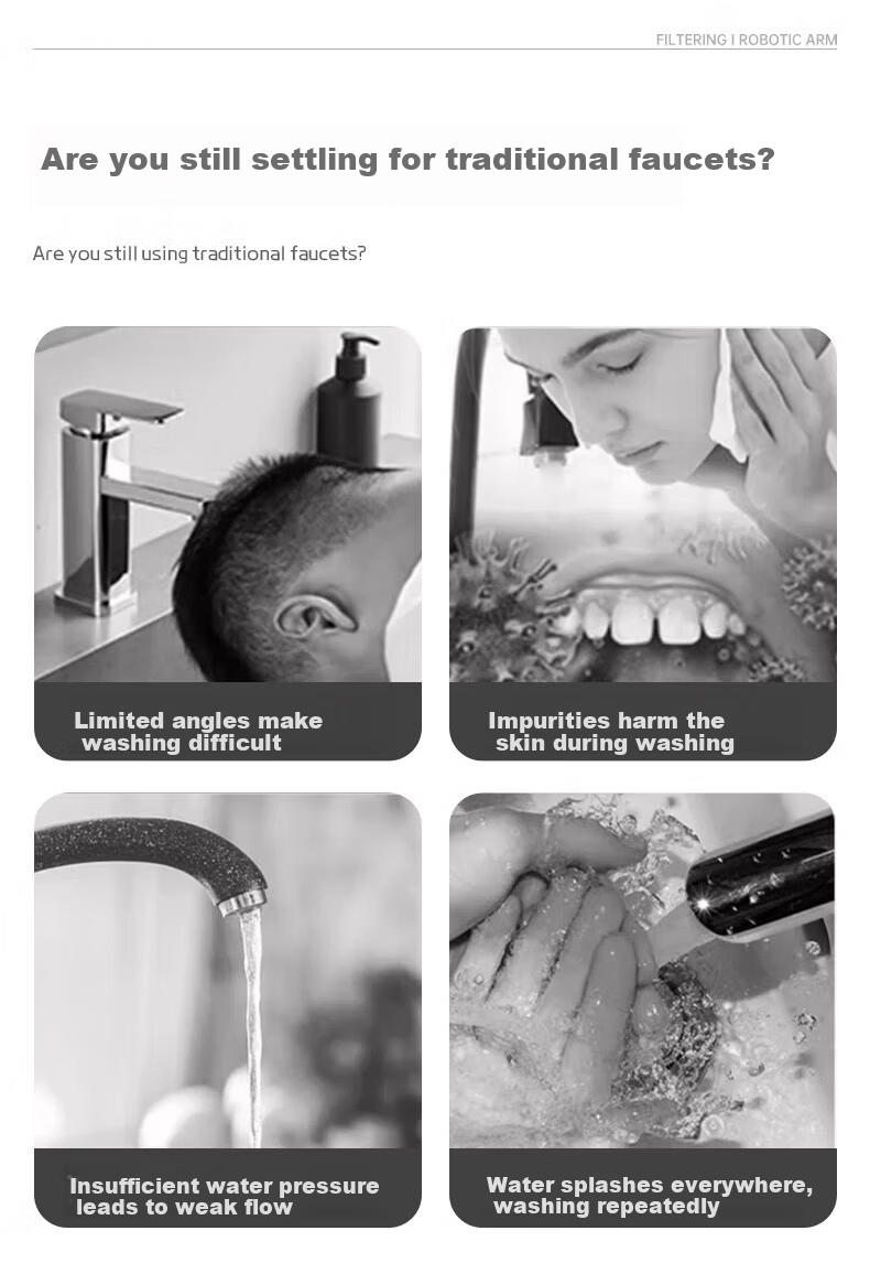 WUZORY [Germany] Faucet Extender Filter Splash-Proof Basin Swivel Connector Dual Outlet 3