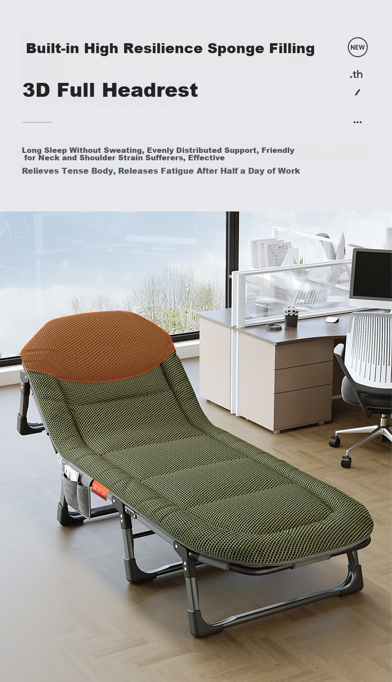 OKeefe Folding Bed Recliner Nap Bed Multifunctional Single Military Cot Office Nap Bed Care Bed 4D Breathable 190 5