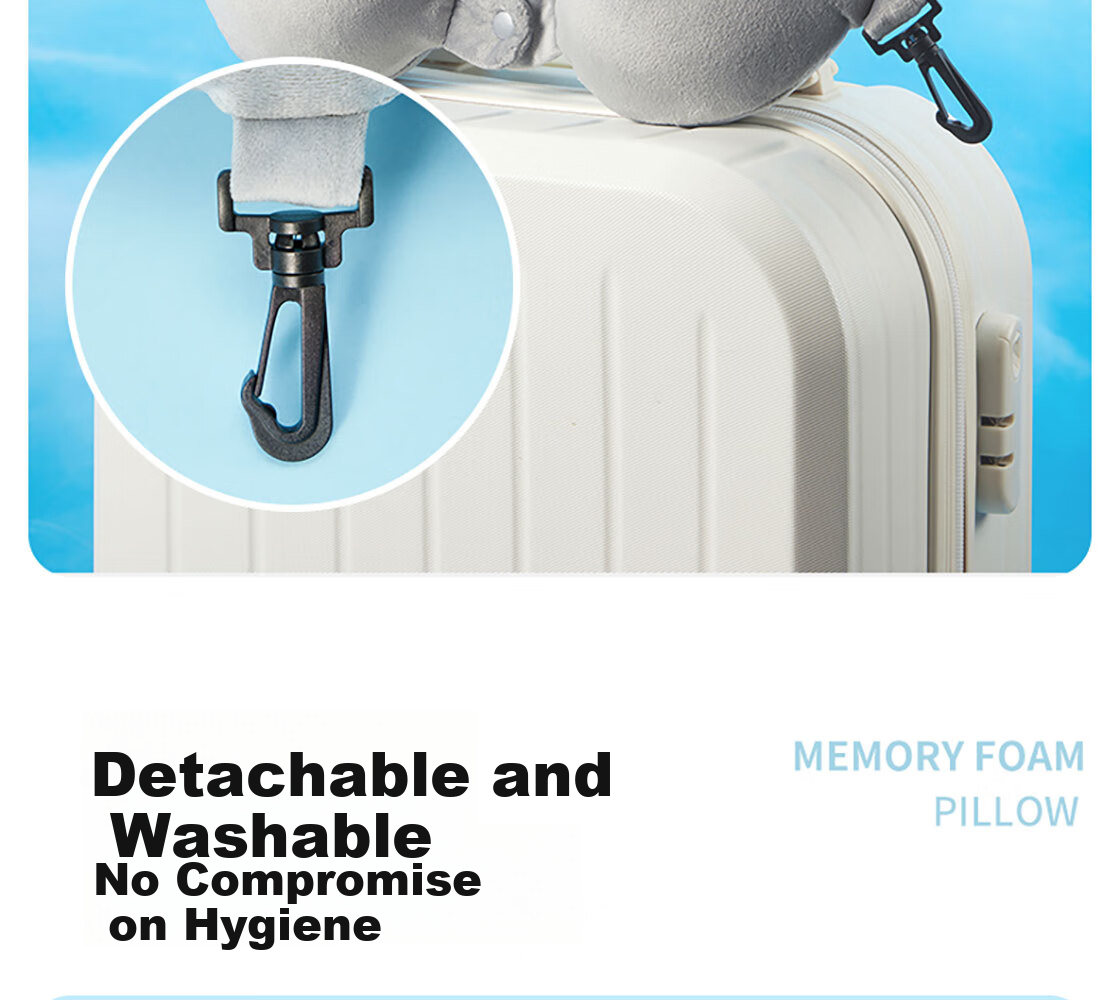 MINISO Comfortable Neck Support U-Shaped Memory Foam Travel Airplane Neck Pillow Portable Light Gray (with Storage Bag) 6