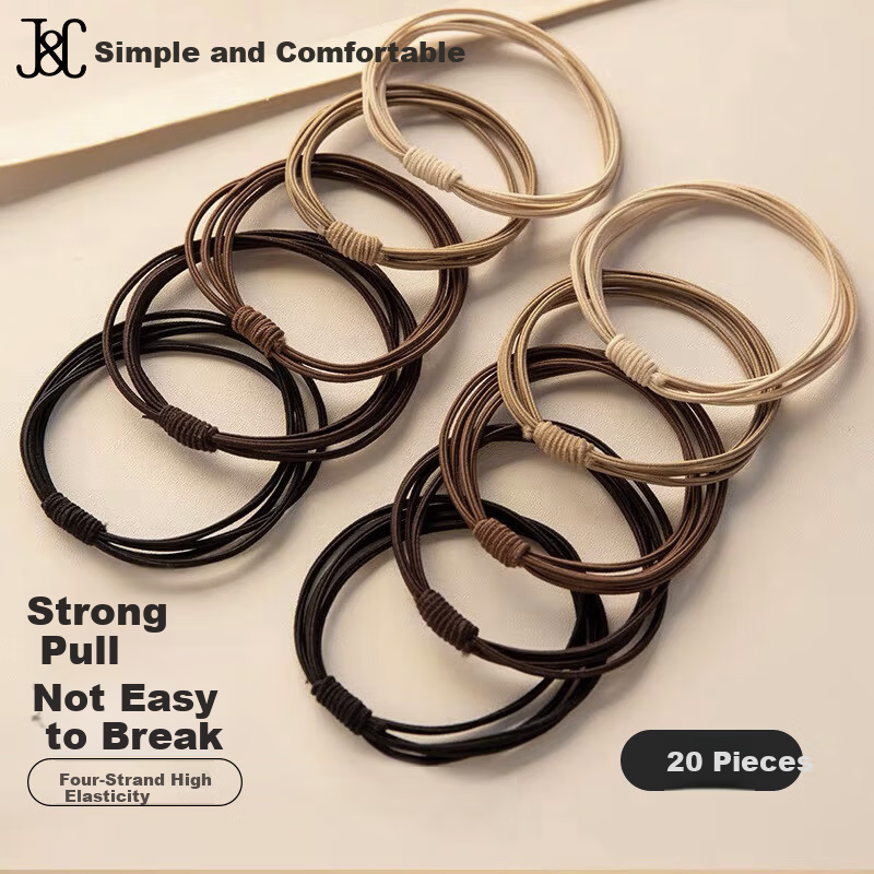 Jianyingshu Thick High Elasticity Black Bead Hair Ties 10pcs Durable Simple Hair Bands Rubber Bands for Hair Styling