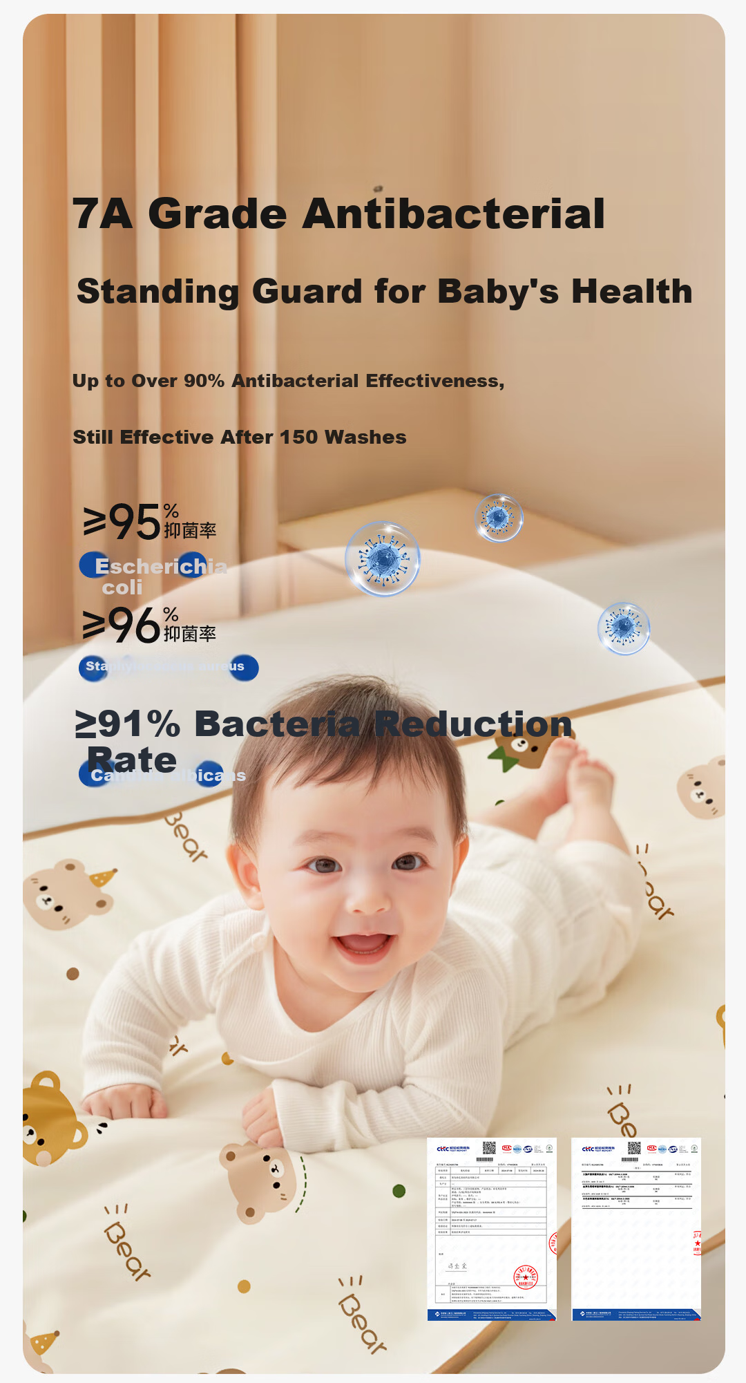 Tongkui Baby Waterproof Washable Breathable Antibacterial Large Urine Pad for Children 70x100cm 2pcs Panda Elephant Design 7