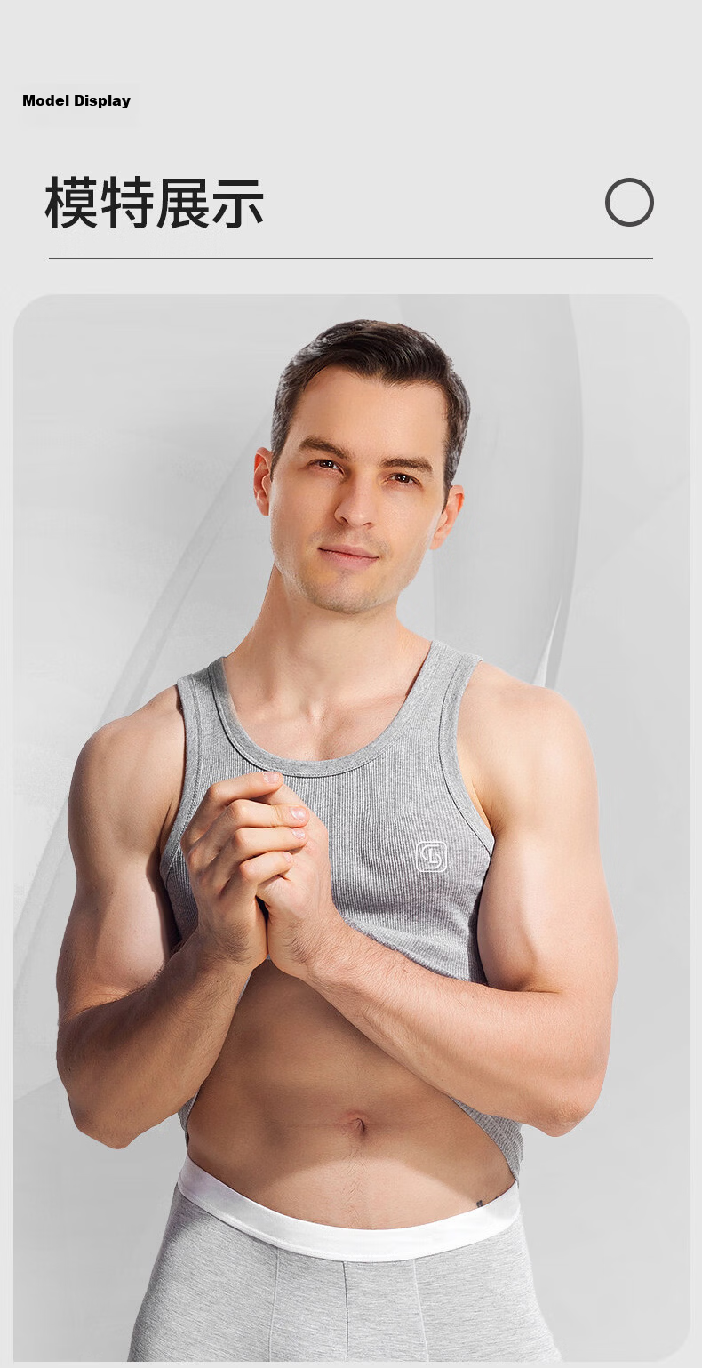 Langsha Men's Pure Cotton Thin Ribbed Sleeveless Sports Fitness Sweat-Absorbing Breathable Tank Top 8