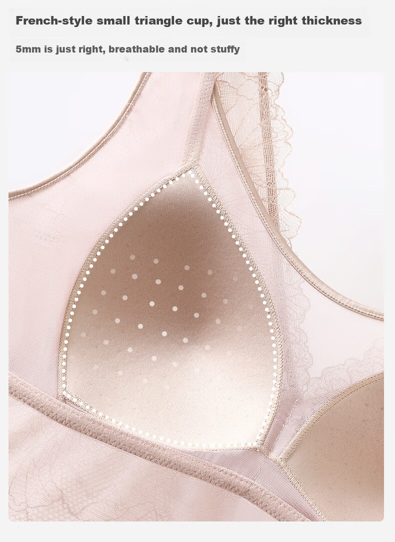 Manifen New French Lace V-Neck Vest Sexy Triangle Cup with Cup Camisole Fashionable Back Lightweight Thin Base Layer 4