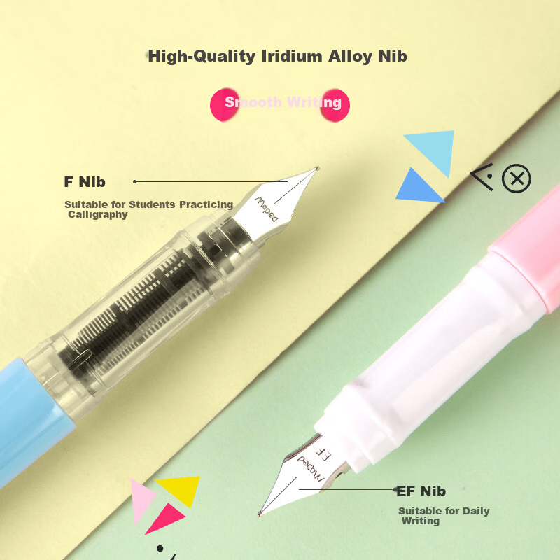 Maped Back-to-School Student Fountain Pen Refillable Ink Cartridge Primary School Standard Script Practice Pen Beginner Handwriting Pen 221515CH Lavender Purple