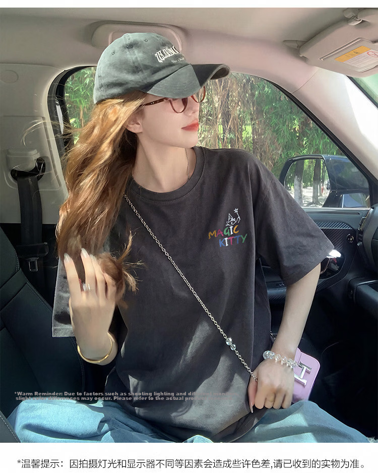 TonLion 2026 Summer Women's Cartoon Print Front and Back Short Sleeve T-Shirt Casual Versatile Fashion High-End Women's Tee 7