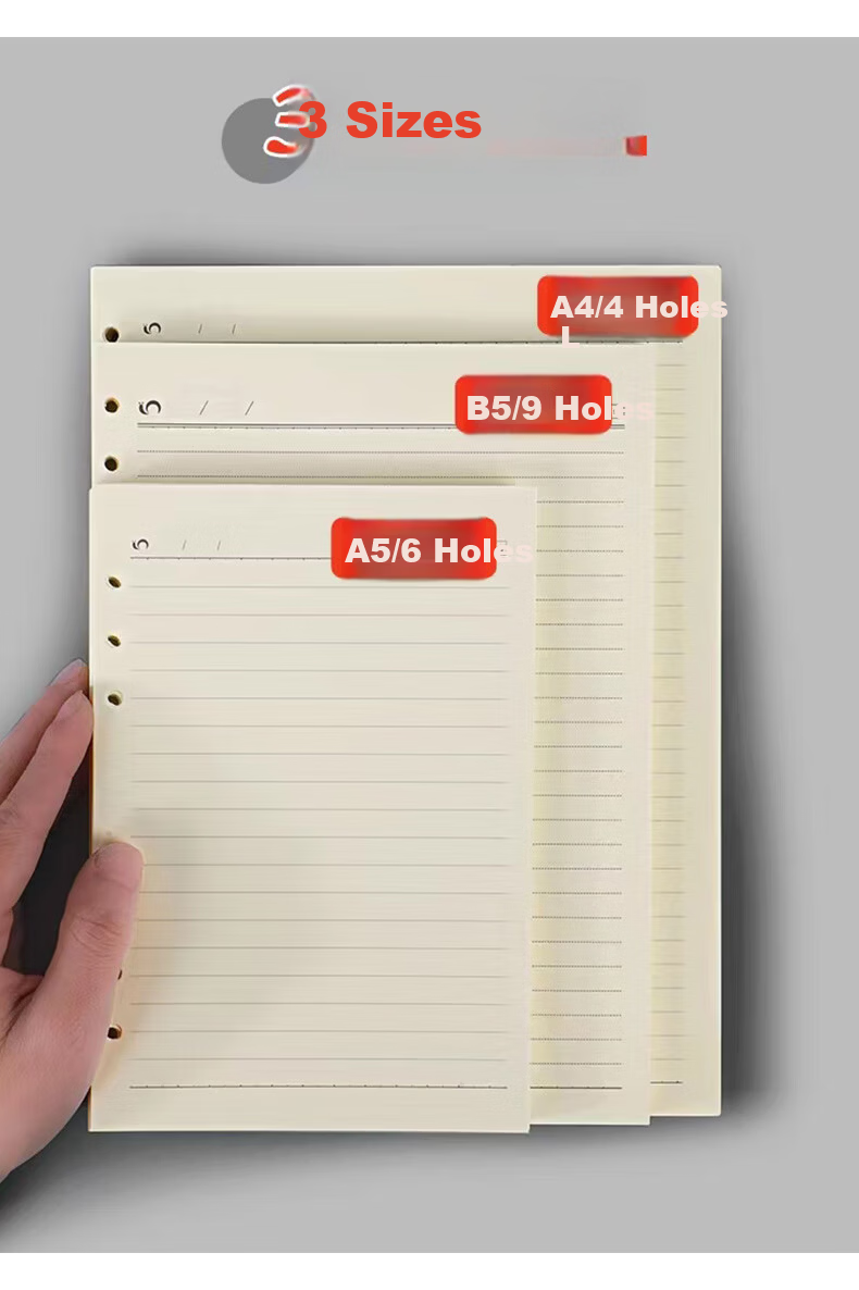 Chaoyou [Best Seller] 9-Hole B5 Lined Refill Paper Insert 6-Hole A5 Diary Replacement Sheets Nine-Hole B5 Inner Pages B5 Lined Refill 057 2