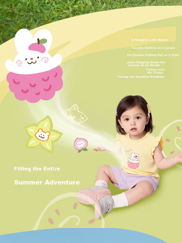 Balabala Baby Toddler Short Sleeve Set 2026 Summer Girls T-Shirt and Pants Two-Piece Children's Day Gift Sweet Girl 2