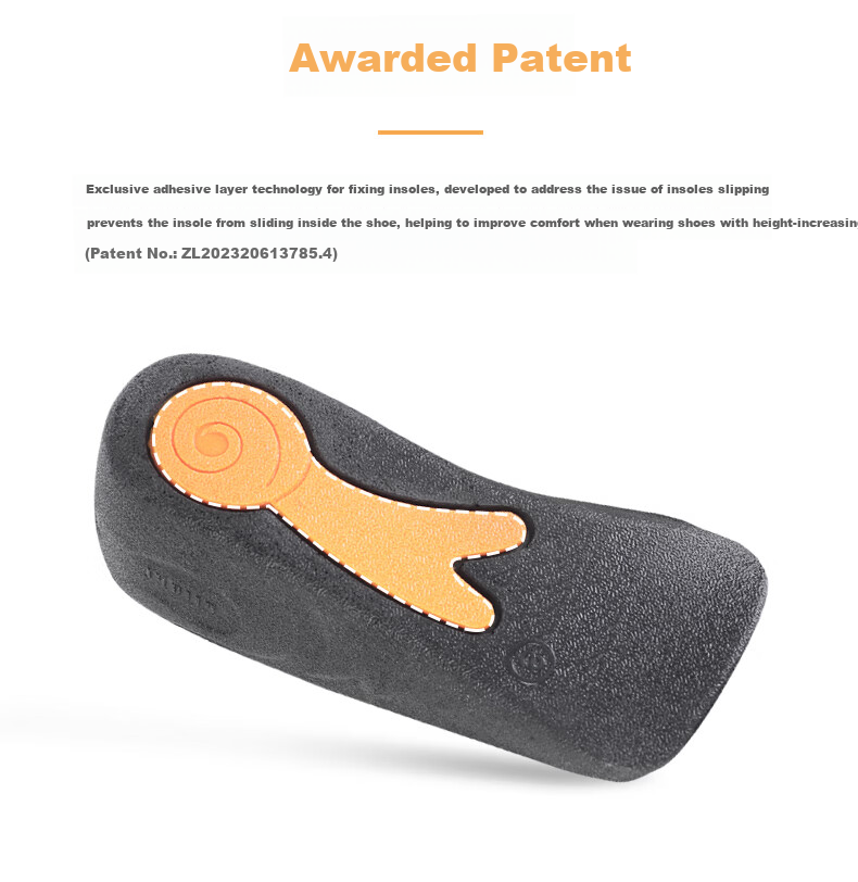 Gouge Snail Height-Increasing Insoles for Women, Arch Support, Comfortable, Invisible, Black, Women's Style, 2.5CM, One Size Fits All, 1 Pair 3