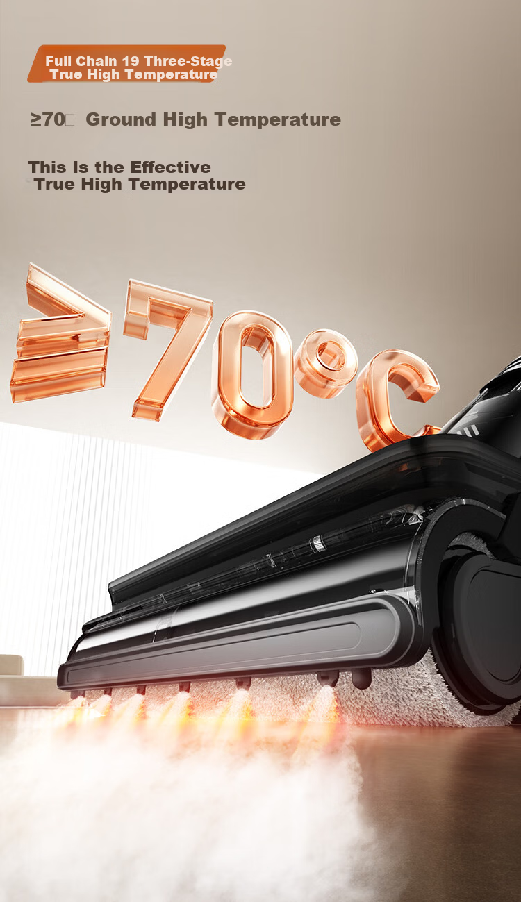 Tineco Geek Steam 2.0 Steam Mop and Vacuum Cleaner Robot with 380°C High-Temperature Steam Source and 28KPa Suction, Anti-Tangle Hair, Floor Cleaning and Mopping All-in-One 8