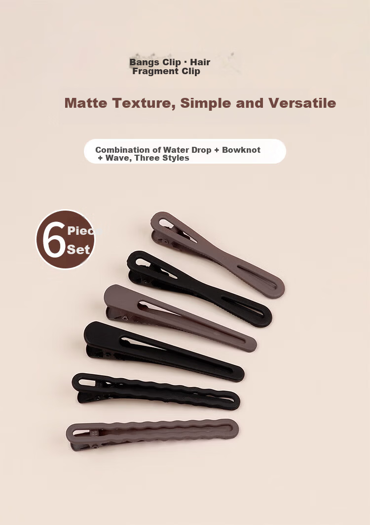 MEIFUYU Hair Clips Set - 6 Pieces Flat Clips, BB Clips, Side Clips, Back Head Hair Clips, Bang Clips, Duckbill Clips WH7218 1