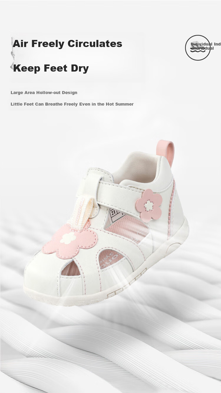 Dr. Jiang Toddler Walking Shoes Summer Girls Comfortable Children's Sandals 2B13A2032AW Beige/Pink Size 21 5
