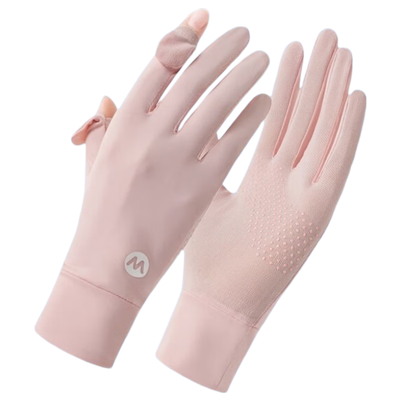 Bejirog Women's Summer UV Protection Sun Gloves Ice Silk Fingerless Touchscreen Outdoor Non-Slip Cycling Driving Thin Gloves