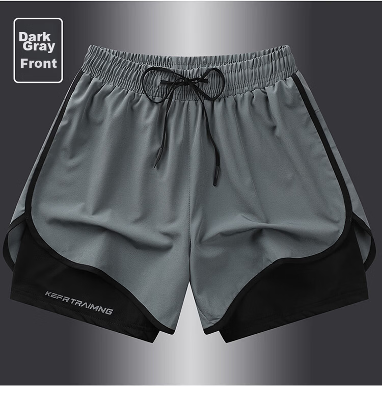 TUCANO Men's Breathable Cooling Quick-Dry Outdoor Sports Running 3D Fake Two-Piece Shorts Black 3XL 15
