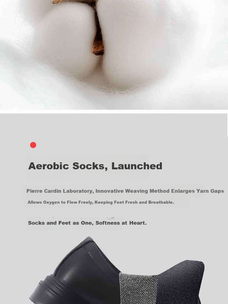 Pierre Cardin Men's Socks 100% Cotton Business Mid-Calf Breathable Sweat-Absorbing Non-Binding Socks Four Seasons 7 Pairs Pack 7