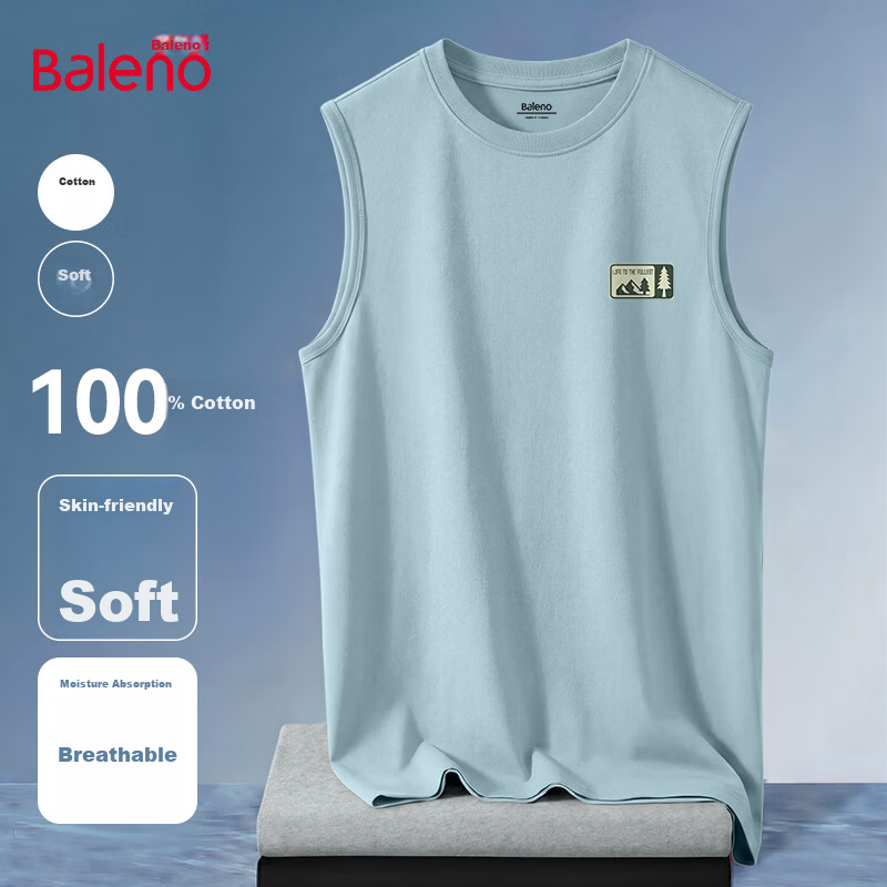 Baleno Heavyweight Pure Cotton Vest Men 2026 Summer New Moisture-Wicking Breathable Refreshing Sleeveless T-Shirt Men's Sports Tank Top 26