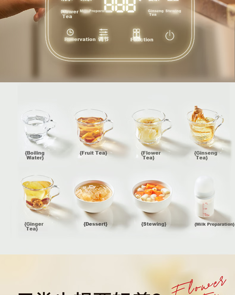 CLARA 1.5L All-Glass Health Pot Temperature Control Kettle Large Capacity Multifunctional Tea Maker Electric Kettle No Glue No Seam Titanium Tea Strainer Model 12