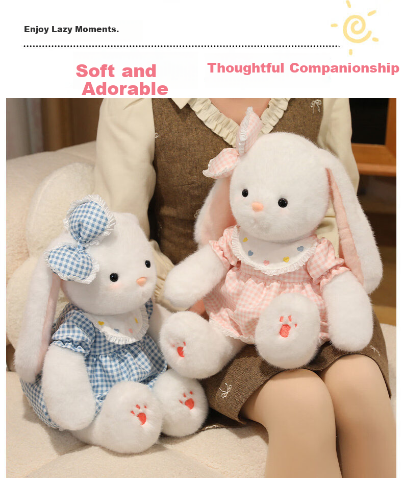 WELTSTON Plush Toy Doll Pillow Sleeping Companion Stuffed Animal Children's Day Gift Sweet Cone Bunny for Girls 8