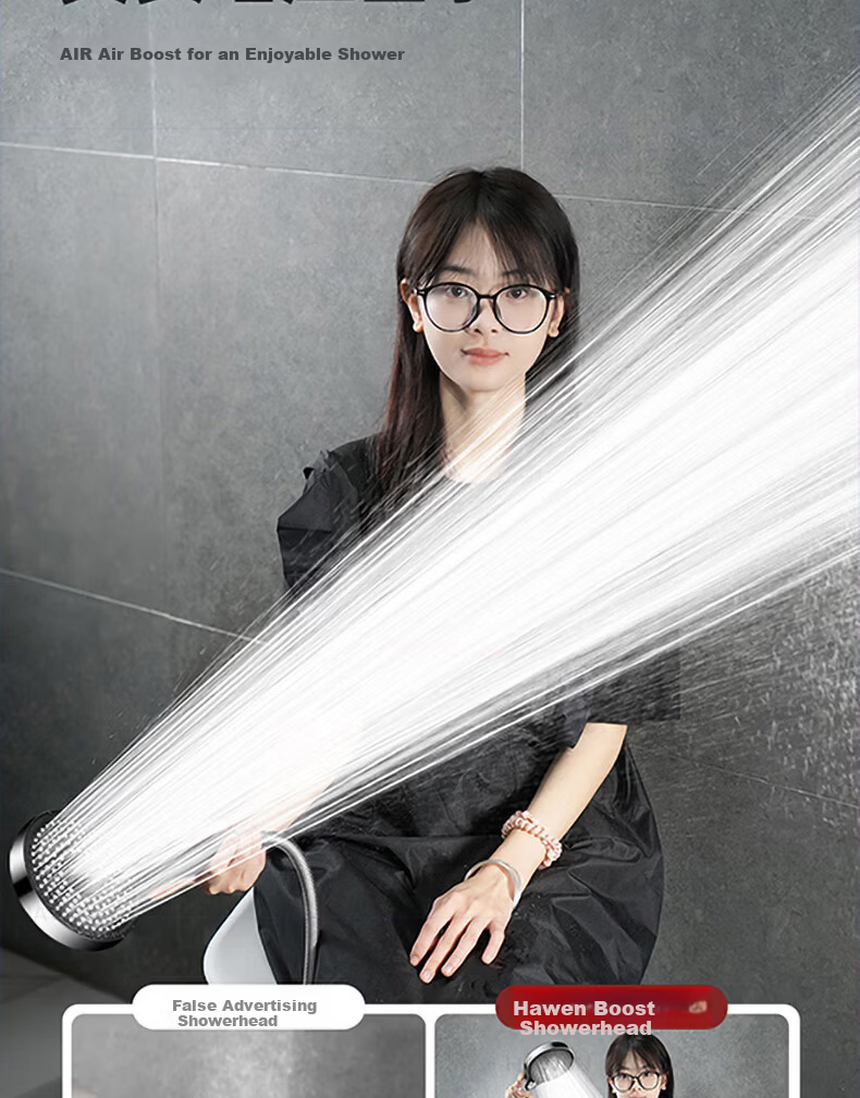BOONEN High-Pressure Shower Head Large Panel Powerful Water Flow Bathroom Shower Heater Rainfall Showerhead 7