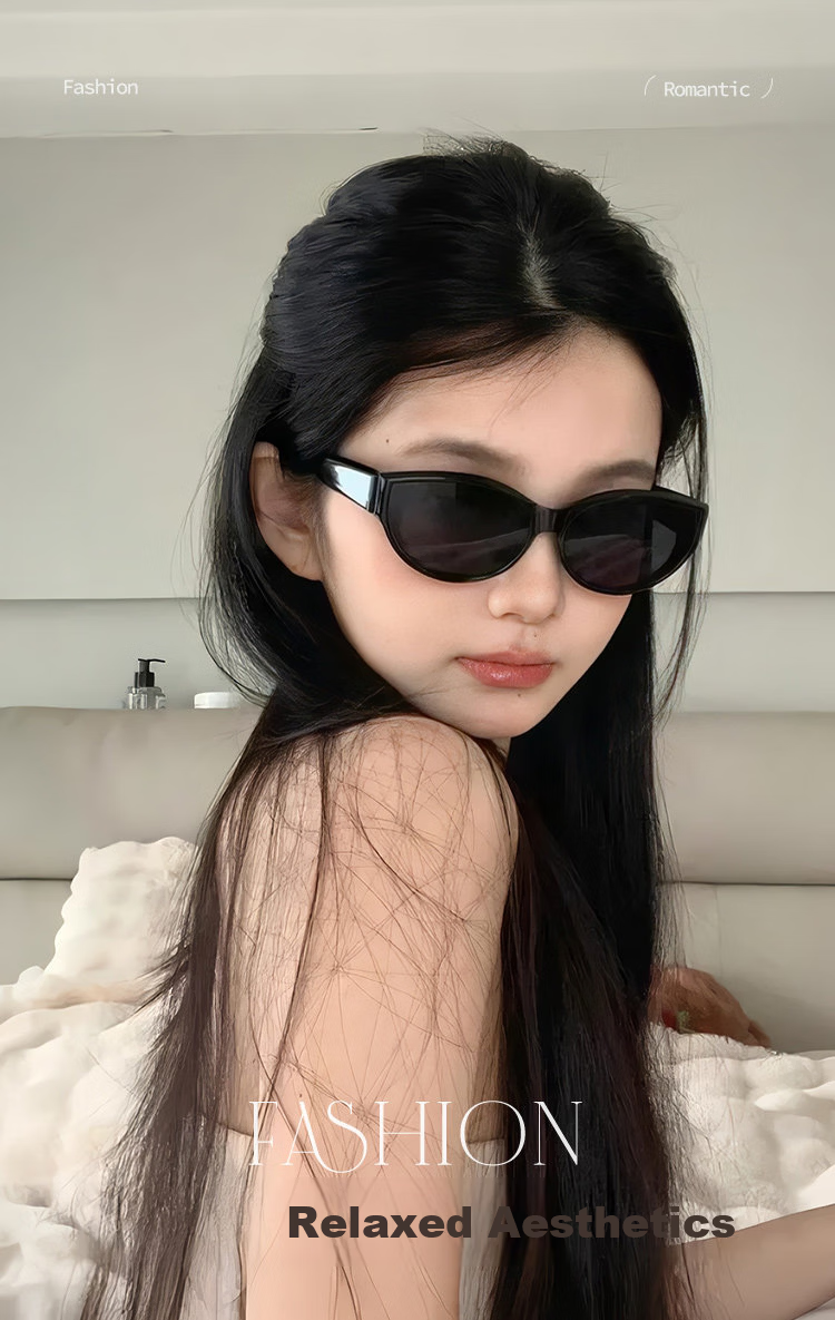 FONHCOO Cat Eye Sunglasses for Women 2026 New High-End Square-Round Face Slimming UV Protection Beach Sunglasses 12
